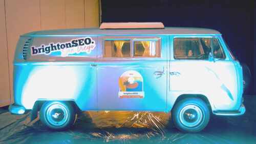 VW bus with brightonSEO on the side